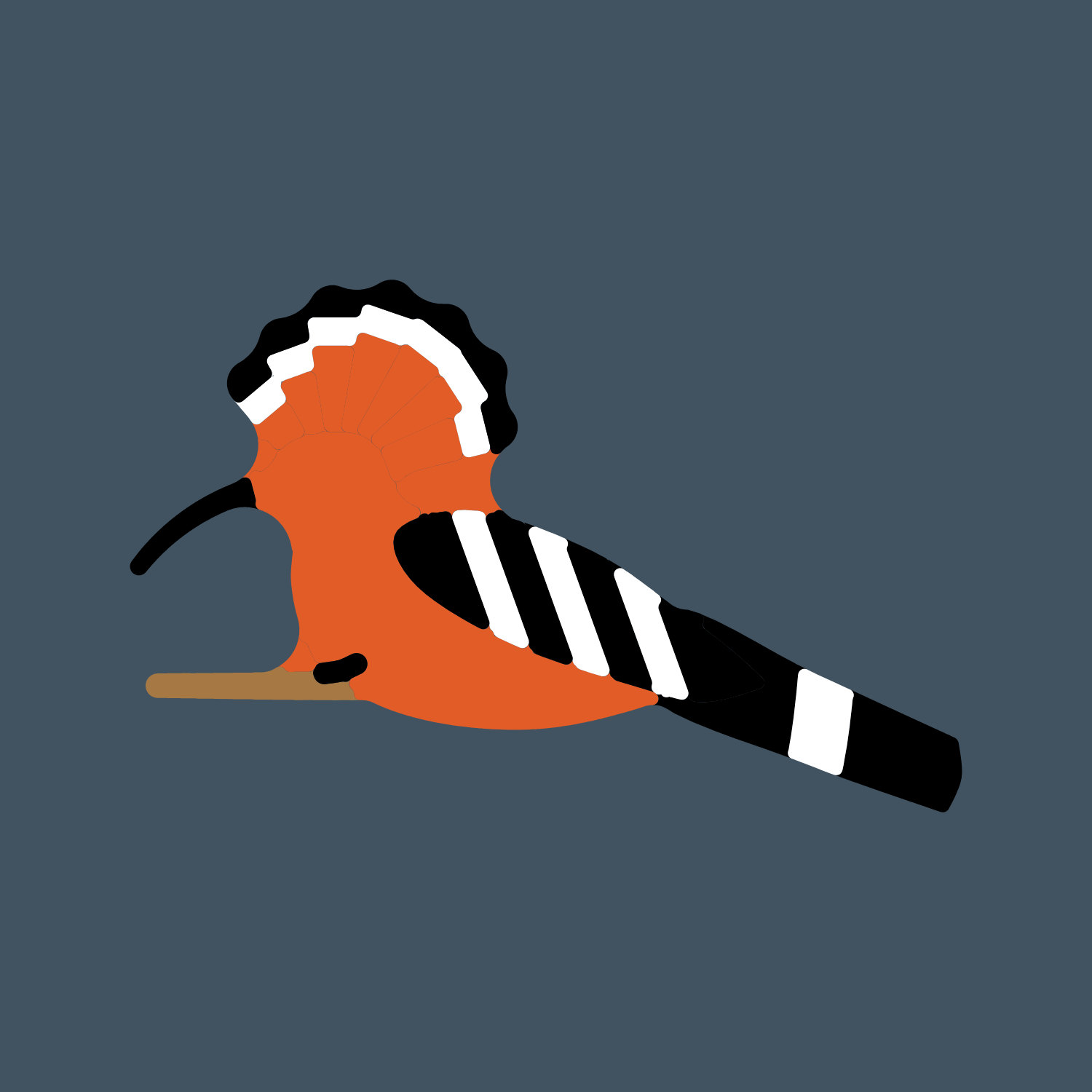 The Hoopoe design on Navy: a cinnamon hoopoe with a black-and-white crest and barred wings.